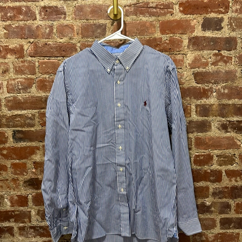 Ralph Lauren Vertical Striped Dress Shirt | Lightly Used | Large | 100% Cotton